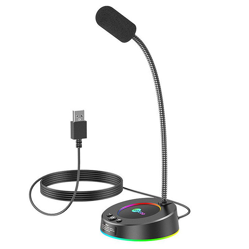 Lenovo Lecoo MC01 Wired Microphone Colorful Light Effect 360 ° Flexible Microphone for Tablet PC Computer