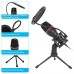 ME4 USB Wired Condenser Microphone RGB Video Noise Reduction Desktop Tripod Mic for Recording Live Conference