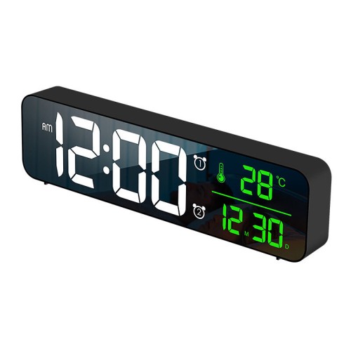 Music LED Digital Alarm Clock Temperature Date Display Desktop Mirror Clocks Home Table Decoration Voice Control 2400mAh Battery