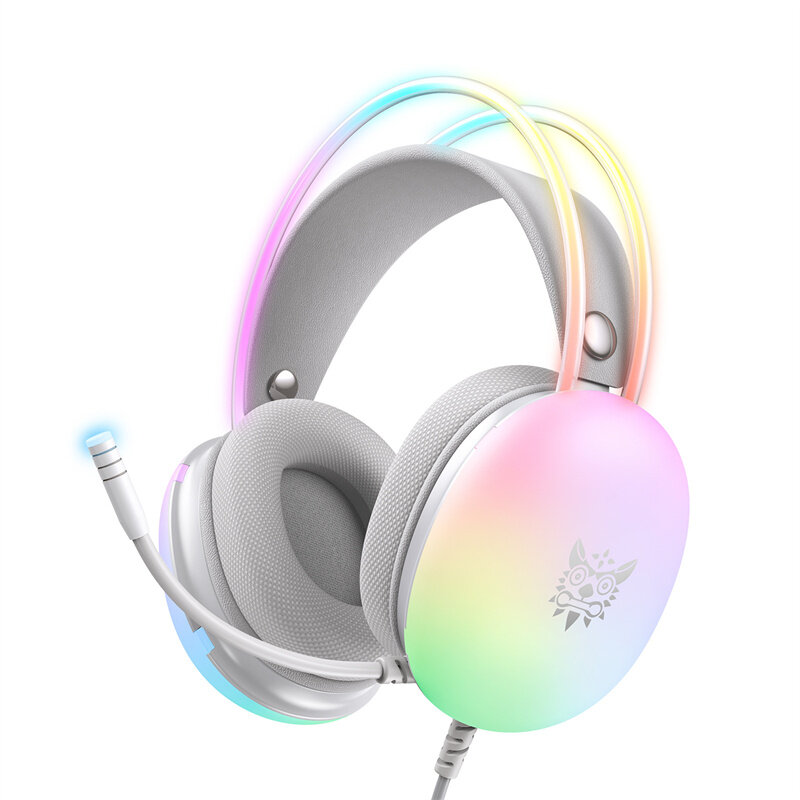 ONIKUMA X25 Gaming Headset USB 3.5mm Wired Headphone RGB Colorful Light 50mm Driver Unit 3D Stereo HD Flexible Microphone Wired Headphones