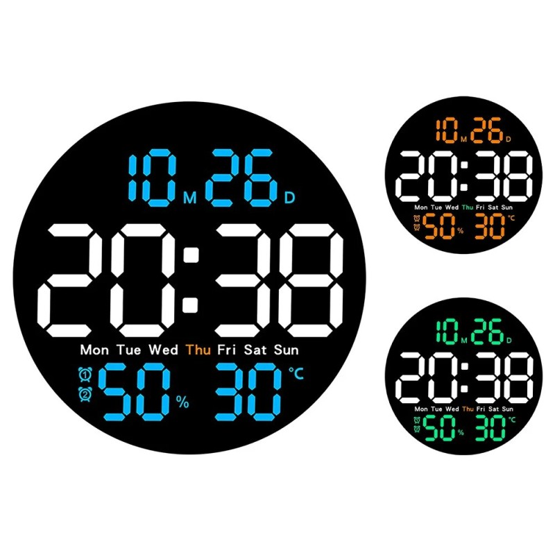 10inch LED Large Digital Wall Clock With Remote Control Auto Dimming 10 Level Brightness Digital Alarm Clock Temperature Humidity Date Week Display Countdown Timing Clock For Home Farmhouse Office