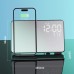 4 IN 1 LED Mirror Digital Alarm Clock Wireless Charger Real-Time Temperature Phone Holder