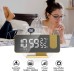 AGSIVO 7.4" LED Digital Projection Alarm Clock With FM Radio / Rotating Projector / Mirror Surface / Temperature Display / Humidity Display / Snooze / External USB Charger