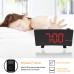 AGSIVO 8 Inch Projection Alarm Clock with 180° Rotatable Projector / FM Radio / Snooze / 3-Level Brightness Dimmer / Curved Clear LED Display / USB Charger For Bedroom Living Room