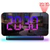 AGSIVO LED RGB Projection Digital Alarm Clock with Mirror Surface 10 Color Night Light Brightness Adjustable 12/24H For Home Bedroom Office