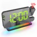 AGSIVO LED RGB Projection Digital Alarm Clock with Mirror Surface 10 Color Night Light Brightness Adjustable 12/24H For Home Bedroom Office