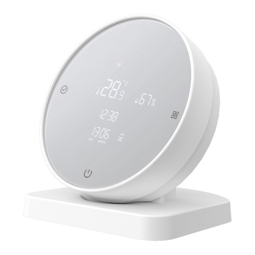 AGSIVO Tuya Wifi Thermometer Hygrometer Alarm Clock Temperature and Humidity Sensor Compatible with Alexa & Google Home