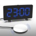 LED Mirror Digital Alarm Clock USB Auto Brightness Adjustment Snooze Mode Power Off Memory Strong Vibration