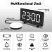 LED Mirror Digital Alarm Clock USB Auto Brightness Adjustment Snooze Mode Power Off Memory Strong Vibration