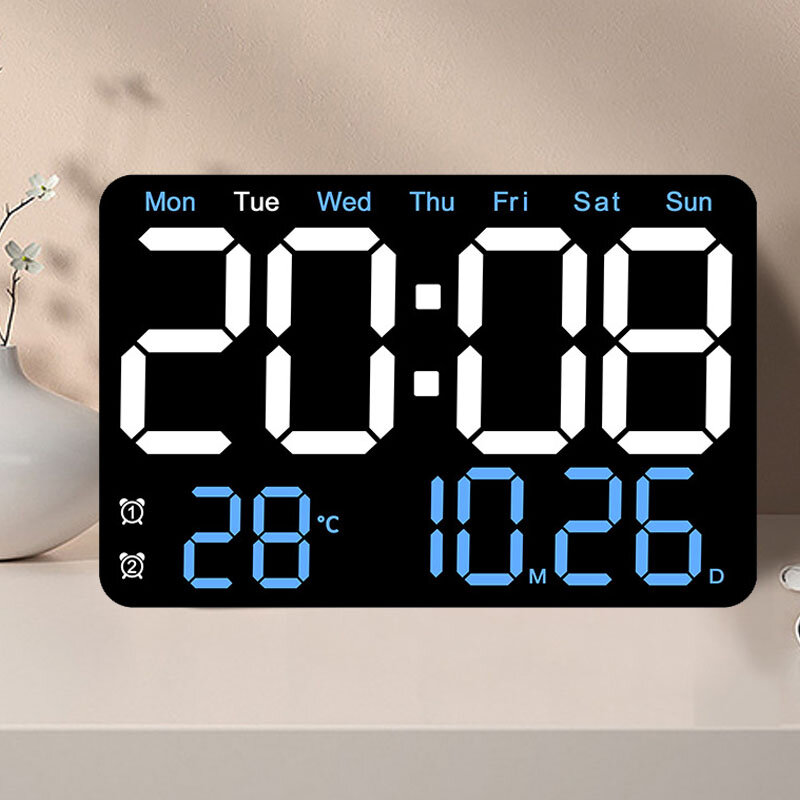 Large Digital LED Wall Alarm Clock With Weekday Display Silent Simple Design High-Definition Table Alarm Clocks Living Room Decoration