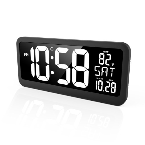 Ultra-Clear LED Large Screen XXL Wall Clock Living Room Alarm Clock Temperature Clock with Indoor Temperature Display