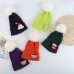 Men Knitted Hat Christmas Woolen Thicken Warm Winter Beanie for Women With Plush Ball