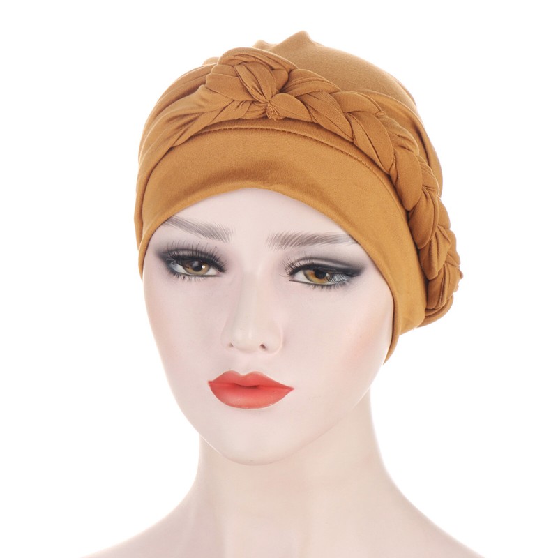 Women Cotton Multi Color Solid Casual Sunshade Side Braid Baotou Hats Beanie Hats