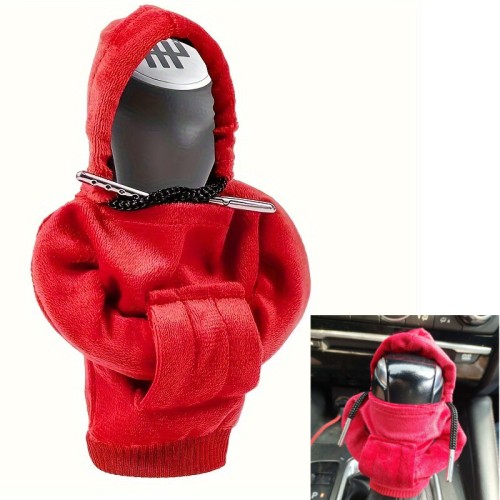 Car Gear Shift Cover Mini Hoodie Shift Knob Cover Fashionable Mini Hooded Sports Shirt Manual Handle Winter Warm Gear Knob Universal Car Decor Accessories