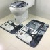 3 Sets Toilet Seat European Style Toilet Carpet Fabric Pedestal Iron Tower Printing Bathroom Mat