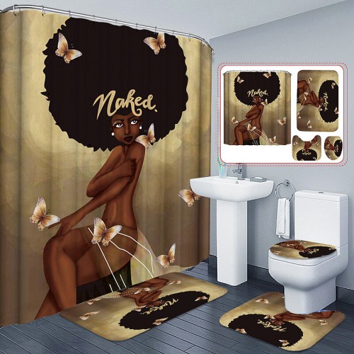 African American Women with CrownAfrican American Women with Crown Shower Curtain Afro Africa Girl Queen Princess Bath Curtains with Rugs Toilet Seat Cover Set Shower Curtain Afro Africa Girl Queen Princess Bath Curtains with Rugs Toilet Seat Cover S