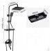 BVSOIVIA 3 IN 1 Bathroom Shower Faucet Rainfall Shower Set Matte Black Wall Mount Bathtub Shower Mixer Tap Shower System with Shelf