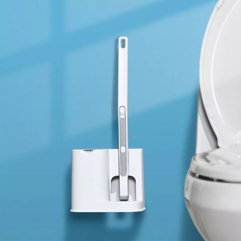 QUANGE Disposable Toilet Brush Set 99% Anti-bacteria Rate Toilet Cleaning System Kit With 10 Replacement Heads