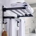 Space Aluminum Black Wall-mounted Towel Rack Rust-resistant Stable Towel Holder Easy to Install Bathroom Shelf