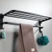 Space Aluminum Black Wall-mounted Towel Rack Rust-resistant Stable Towel Holder Easy to Install Bathroom Shelf