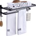 Space Aluminum Black Wall-mounted Towel Rack Rust-resistant Stable Towel Holder Easy to Install Bathroom Shelf