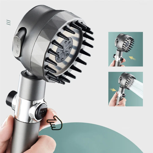 VONATES High-Pressure Shower Head One-Key Stop Adjustable Spray 3-Mode With Massage Brush Filter Rain Shower Faucet Bathroom Accessories