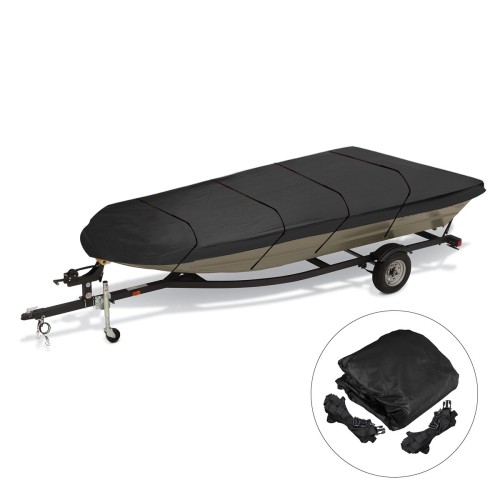 12ft / 14ft / 16ft / 18ft Jon Boat Cover 210D Black Waterproof Sun Protection