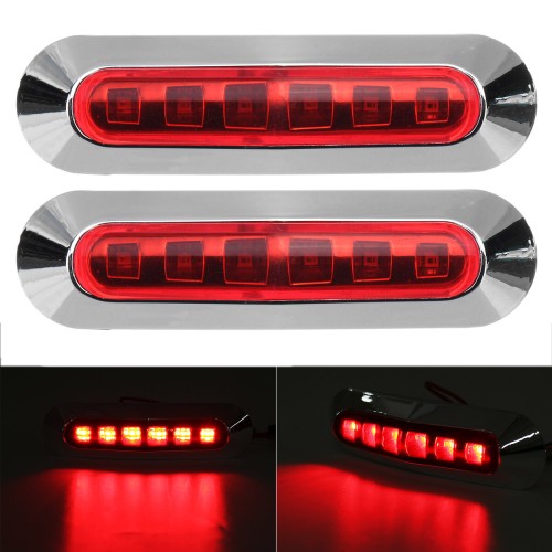 2PCS 6LED Side Marker Lights Lamp 12V 24V for Truck Trailer Caravan Lorry Van