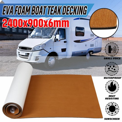 Boat Accessories 2400x900x6mm EVA Foam Boat Flooring Faux Teak Marine Decking Sheet Anti-Skid Yacht Flooring Pad Solid Brown