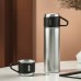 500ml Vacuum Flask Set Stainless Steel Vacuum Cup with 3Pcs Double-use Covers Insulated Mug Leakproof Keeps Temperature Of Hot Cold Coffee Tea Milk For Hours Thermos Water Bottle Suitable For Backpacking Camping Traveling