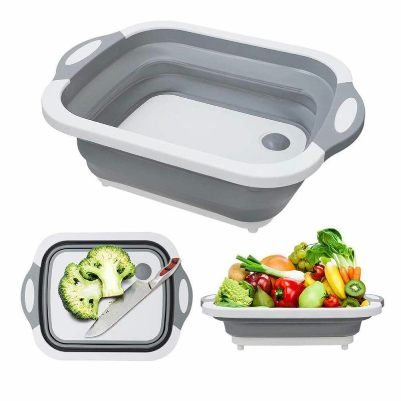 IPRee® 7L Kitchen Cutting Board Folding Multifunction Drain Basket Washing Fruit Vegetable Basket