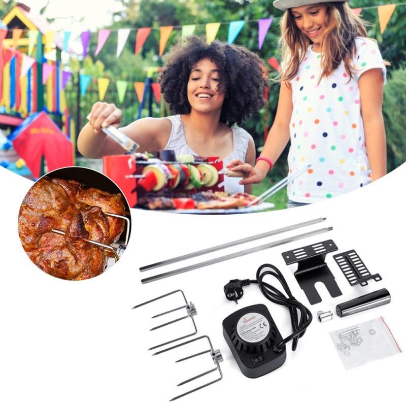 IPRee® Outdoor Automatic Eletric BBQ Grill Rotisserie Motor Stainless Steel Barbecue Rack Rotating Fork Kits Machine EU/US/AU Plug