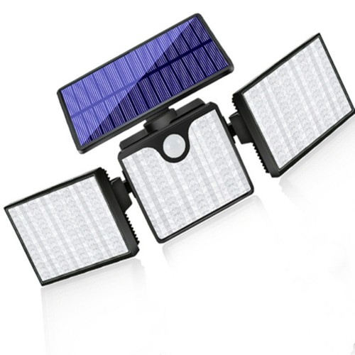 Motion Sensor Solar Three Head Wall Lights Outdoor 180 LED Flood Lights Adjustable Head 270° Wide Angle Solar Lighting