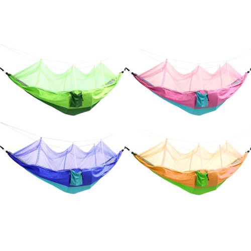 Outdoor Mosquito Net Double Hammock Hanging Swing Bed Parachute Nylon For Camping Travel