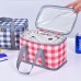 Picnic Baskets Handheld Insulation Bag With Colored Plaid Waterproof Rattan Outdoor Portable Picnic Basket  Large Picnic Basket