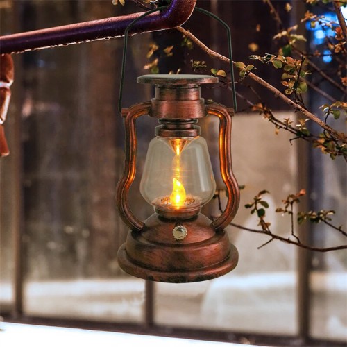 Portable Outdoor Lantern Solar Hanging Lantern Rechargeable Retro Lamp Portable Tent Camping Night Light
