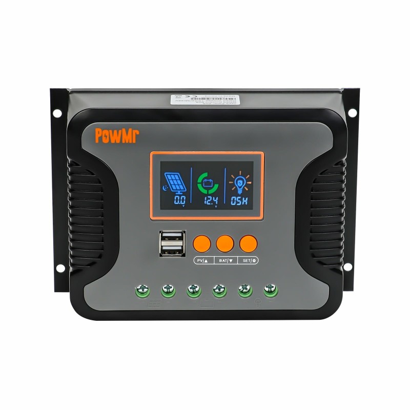 PowMr 12V 24V 36V 48V Auto PWM 80A 60A 30A Solar Charge Controller Lead-Acid Lithium Battery Charger Max PV 100V Dual Control Mode