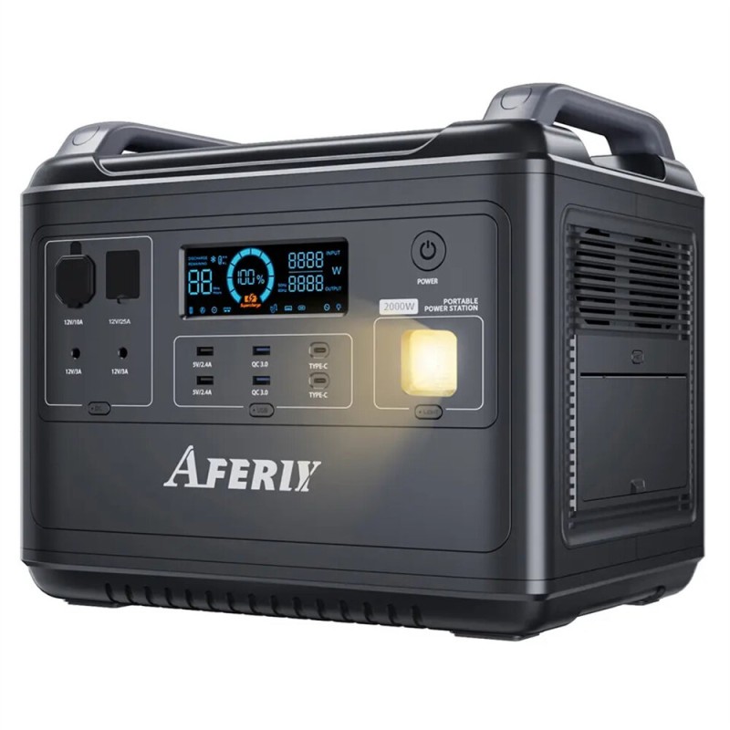 [UK Direct] Aferiy 2001A 2000W 1997Wh LiFePO4 Portable Power Station 624000mAh UPS Pure Sine Wave 16 Output Ports Camping RV Home Emergency Portable Solar Generator Support in Solar Panels UK Plug