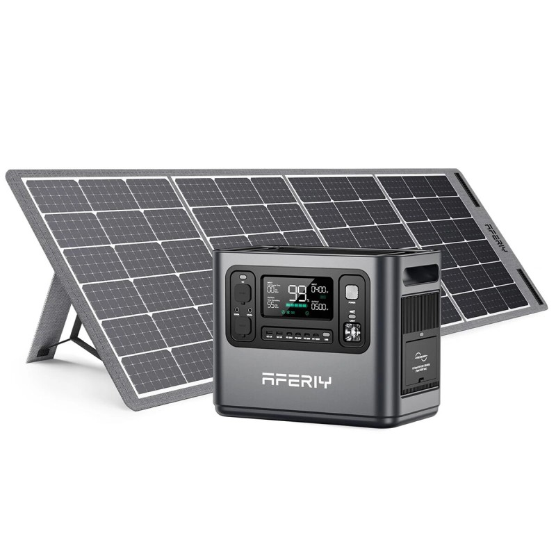[UK Direct] Aferiy P110 1200W 1248Wh LiFePO4 Portable Power Station +1* S200 200W Solar Panel UPS Pure Sine Wave Camping RV Home Emergency Portable Generator UK Plug