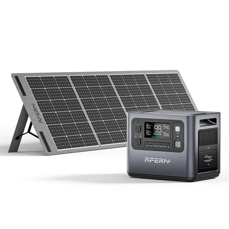[UK Direct] Aferiy P210 2400W 2048Wh Portable Power Station +1* S200 200W Solar Panel, LiFePO4 Battery Deep Cycles UPS Pure Sine Wave Camping RV Home Emergency Portable Solar Generator Backup Power UK Plug