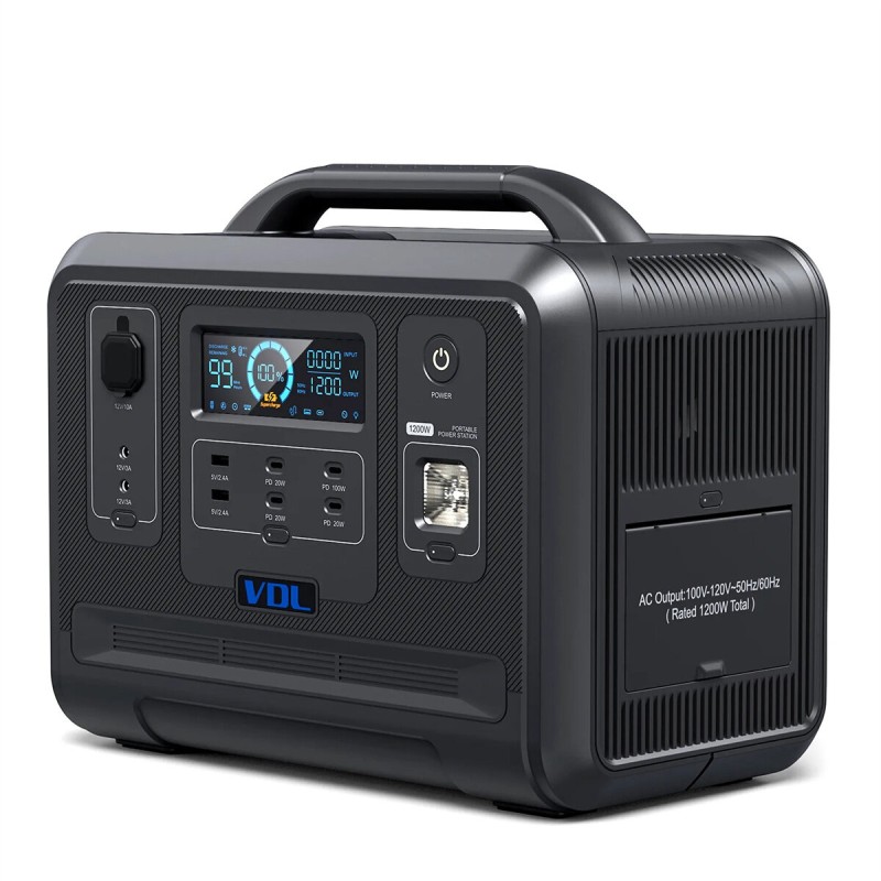 [UK Direct] VDL HS1200 1200W/960Wh Portable Power Station Solar Generator LiFePO4 Battery Generator  Fully Charged 1.5 Hours Pure Sine Wave AC Outlet for UPS Outdoor Camping RV Emergency Home Backup UK Plug