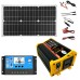 V3.0 18W 12V to 110V/220V Solar Panel Solar Power System Portable 4000W Power Inverter With 2 USB Ports 30A Solar Charge Controller LED Screen Display