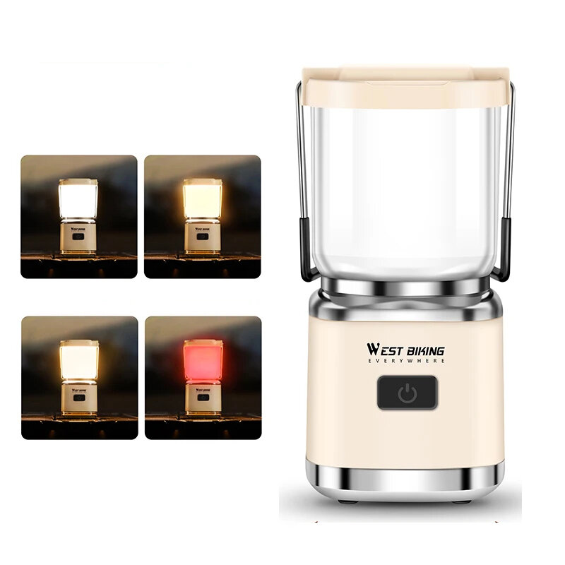 WEST BIKING Mini Portable Camping Light Type-C Rechargeable LED Lantern Waterproof Hanging Tent Mosquito Repellent Camping Lamps