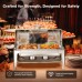 Warmounts 9QT Rectangular Roll Top Chafing Dish Buffet Set, Stainless Steel Catering Server Food Warmer with Glass Lid & Holder, Fuel Holder for Parties Wedding 63x44x42.1 cm