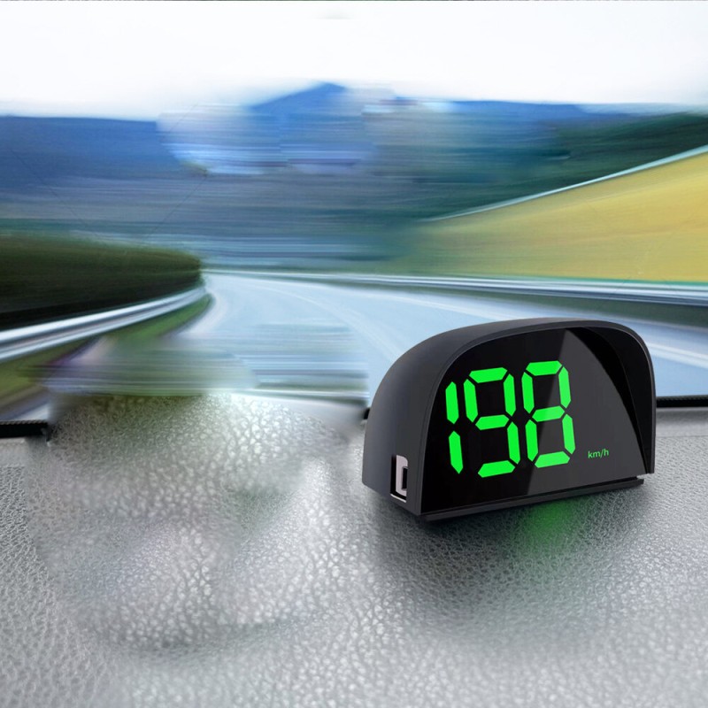 Car GPS HUD Digital Speedometer Display Green Light Plug and Play Big Font Car Electronics Accessories for All Cars