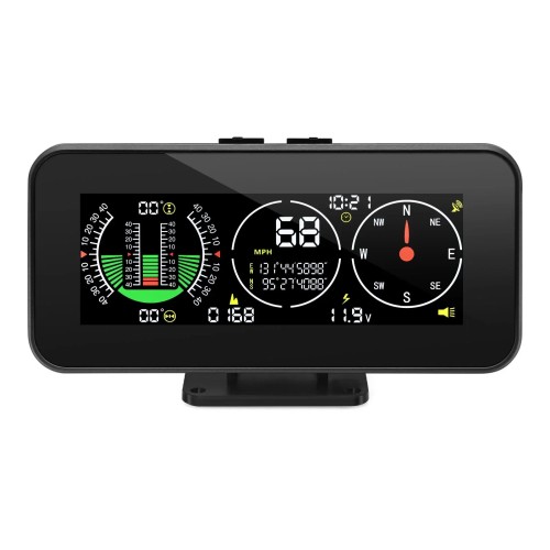 Car Head Up Display Digital Speed Slope Meter Inclinometer With GPS Speedometer Compass Real Time Measurement