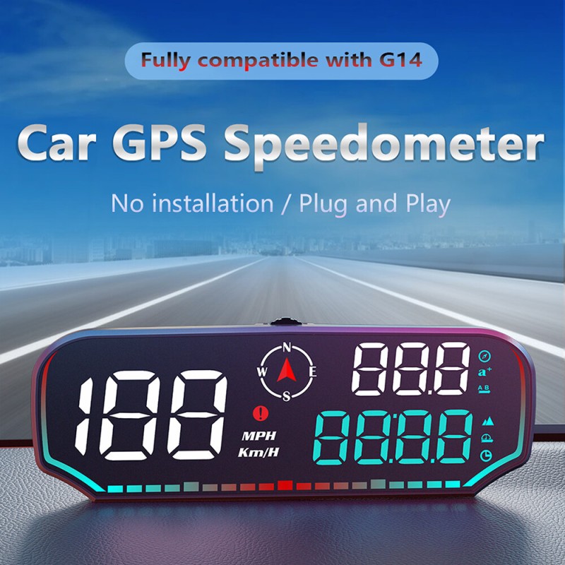 G14 Car HUD Head-up Display Car Universal Beidou GPS Altitude Date Speedometer HD Display Screen Overspeed Alarm Fatigue Driving Alarm