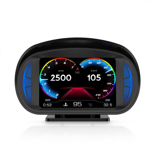 P2 HUD OBD2 Display Head Up Display Car with Slope Meter GPS Speedometer RPM Gauge On-board Computer