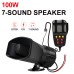 12V 100W 7-Tone Loudspeaker Car Horn Square Mouth Alarm Horn