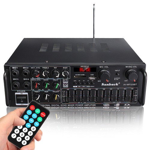 Sunbuck bluetooth Stereo Amplifier 2 Channel HiFi Audio Power Amplifier Remote Control USB SD FM 220V EU Plug